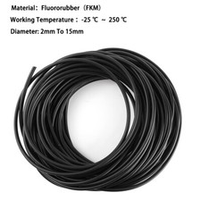 2mm-15mm Diameter Metric O Ring Cord FKM Rubber，Fluororubber Sealing Strip Black