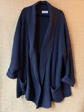 BKG & Company Black Heavy Cotton Ribbed Open Cardigan Sweater Babaa VTG Minimal