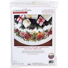Counted Cross Stitch Tree Skirt Kit Holiday Harmony 11 Count White Aida 45