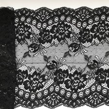 Black Soft Lace Clipped Wide
