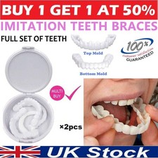 Smile Snap On False Teeth Upper & Lower Dental Veneers Dentures Tooth Cover Kit