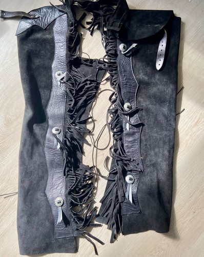 Vintage black leather western - black,