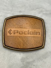 Vintage Belt Buckle Leather Poclain Excavator Construction Dad Gift