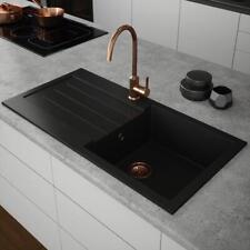 Comite Granite Single Bowl Kitchen Sink -Black- with Reversible Drainer-Undermou