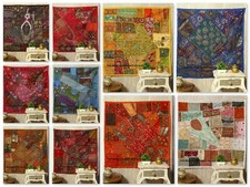 40" Indian Vintage Beaded Tapestry Square Embroidered Wall Decor Hanging Throw