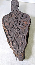 ANTIQUE HEAVY WOODEN CARVED FIRESIDE BELLOWS - BELLOWS NEED REPLACED