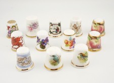 Collection of 12 Bone China Thimbles Inc Spode Worcester Etc
