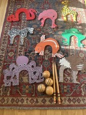Wooden Animal Croquet Set with