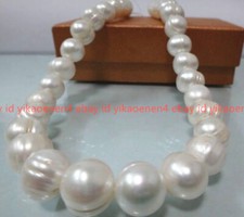 HUGE 11-12MM NATURAL SOUTH SEA WHITE BAROQUE PEARL NECKLACE 18" 