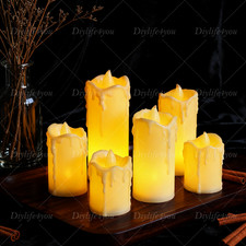 3/6PCS Flameless LED Pillar Candles Battery Operated LED Tea Light Wedding Decor