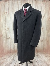 Crombie Style Overcoat Grey Wool & Cashmere Mens 46” Formal Greenwoods Long VGC