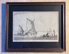 DUTCH SAILBOAT Antique 1656 Original Etching By Reinier Nooms Zeeman RRP£700