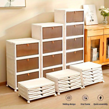 5/6-Layer Waterproof Folding Storage Cabinet with Magnetic Doors & Wheels,Closet
