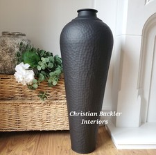 Large Black Metal Floor Vase Contemporary Home Decor 80cm Statement Ornament 