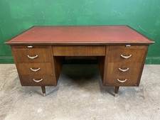 Vintage Double Pedestal 6 Drawer Desk With Keys