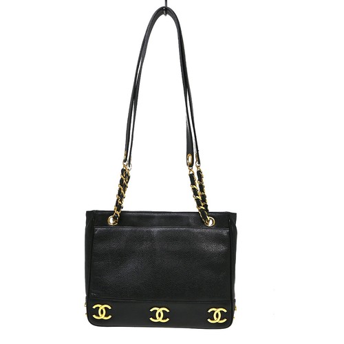 Chanel black calfskin triple - chanel,
