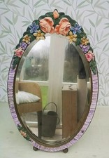 Rare LARGE Free Standing 22 Inch 1930's Vintage Easel Back  Barbola Mirror