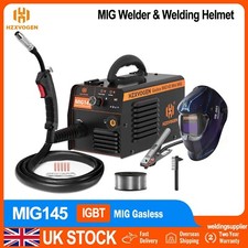 HZXVOGEN MIG145 MIG Welder 220V Gasless Welding Machine W/Welding Helmet 145A UK