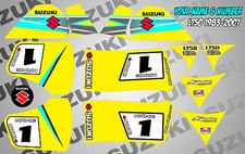 suzuki lt50 quad graphics stickers decals name & number lt 50 mx laminate yellow