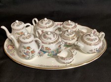 WEDGWOOD KUTANI CRANE MINIATURE TEASET ON TRAY 10 Pieces