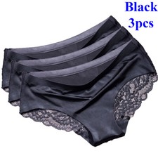 Shiny Satin Ice Silky Knickers Sexy Briefs Women Underwear Lace Panties