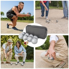 8 French Ball Stainless Steel Chrome Boules Set Petanque Carry Case Garden +Jack