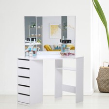 Makika Coiffeuse Table de Maquillage Miroir Commode Chambre Meuble Cassette