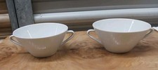 Pair Of Seltmann Weiden Bavaria Monika White Ribbed Soup Cups