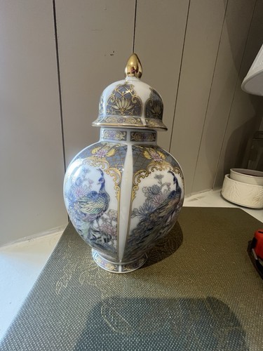 Vintage peacock ginger jar - vintage,