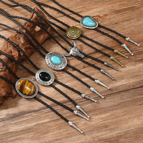 Western cowboy bolo - tie, black