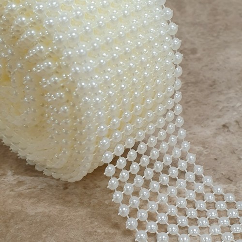 Pearl ribbon mesh row wide - mesh, 8