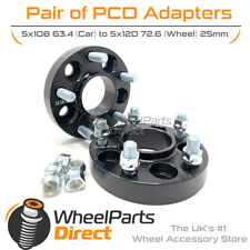 PCD Adapters (2) 5x108 63.4 (Car) to 5x120 72.6 (Wheel) 25mm for Ford Edge 15-22
