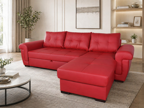 Red corner sofa bed with - sofa,
