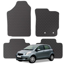 for Toyota Yaris 2006 - 2011 Black Floor Rubber Tailored Car Mats 3mm 3pc Set