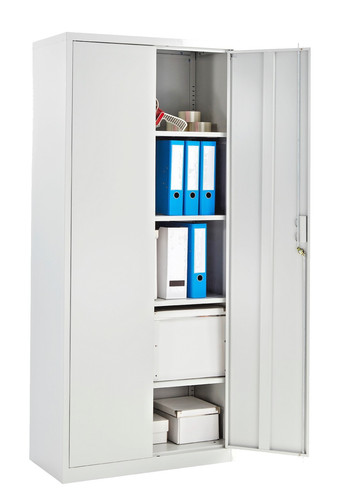 White metal storage cabinet - white,