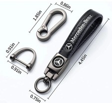 Mercedes Luxury Leather Keychain Keyring Logo Car Key Ring Black UK