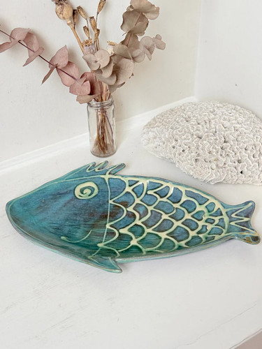 Studio pottery fish platter - studio, in