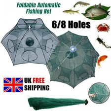6/8Holes Foldable Fishing Net Catch Fish Lobster Crawfish Minnow Crab Trap Cast