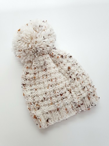 Baby knitted speckled bobble - speckled,