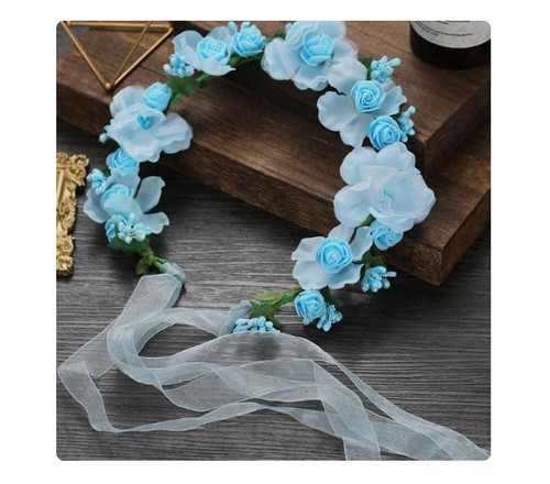 Floral crown blue - floral, crown-blue