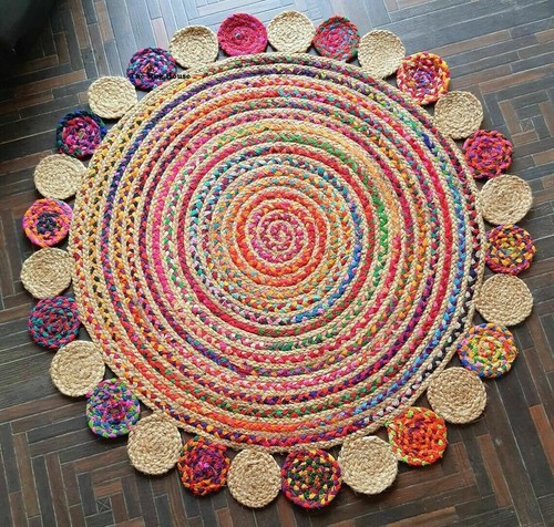 Rug natural jute cotton - natural,