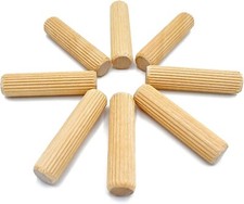 Pack 15 - 6mm x 30mm (M6) Wooden Dowels Grooved Chamfered Fluted Wood Pins Dowel