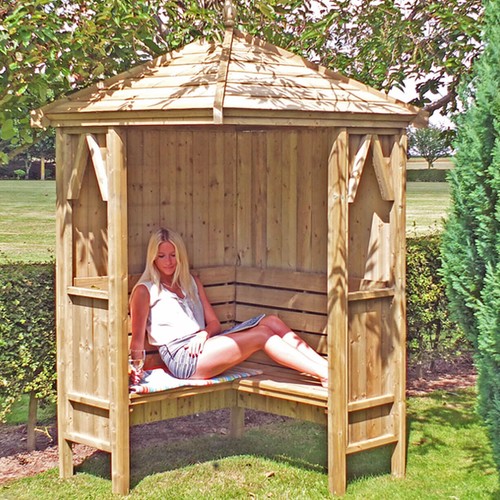 Garden corner arbour - garden, seating