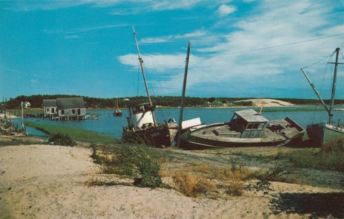 Postcard old fishing shacks - postcard,