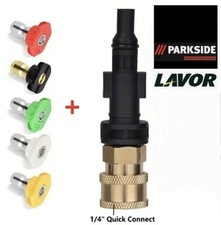 1/4 Parkside Lavor Pressure Washer Adapter Quick Connect 5 Nozzles quick release