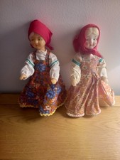 12" vintage russian plastic dolls x 2