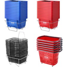 VEVOR Shopping Basket Grocery Basket 6-20PCS 21-39L with Iron Handle & Stand Red