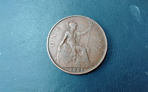 British one penny coin 1921 - a,