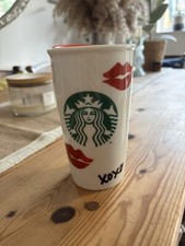 Starbucks Lips Ceramic Travel Tumbler XOXO