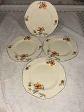 4 Vintage Art Deco Alfred Meakin Sideplates Marigold - Princess Shape